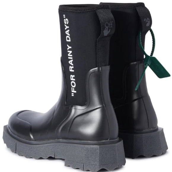 Off White Black Sponge Rainboots Size 8 NIB - Picture 10 of 12